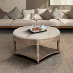 Large Round Tufted Ottoman with Open and Closed Storage