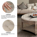 Large Round Tufted Ottoman with Open and Closed Storage