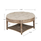 Large Round Tufted Ottoman with Open and Closed Storage