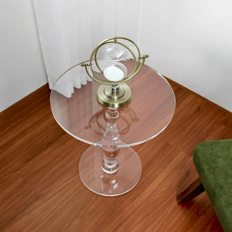 Clear Acrylic Round Side Table Nightstand 18-Inch Diameter