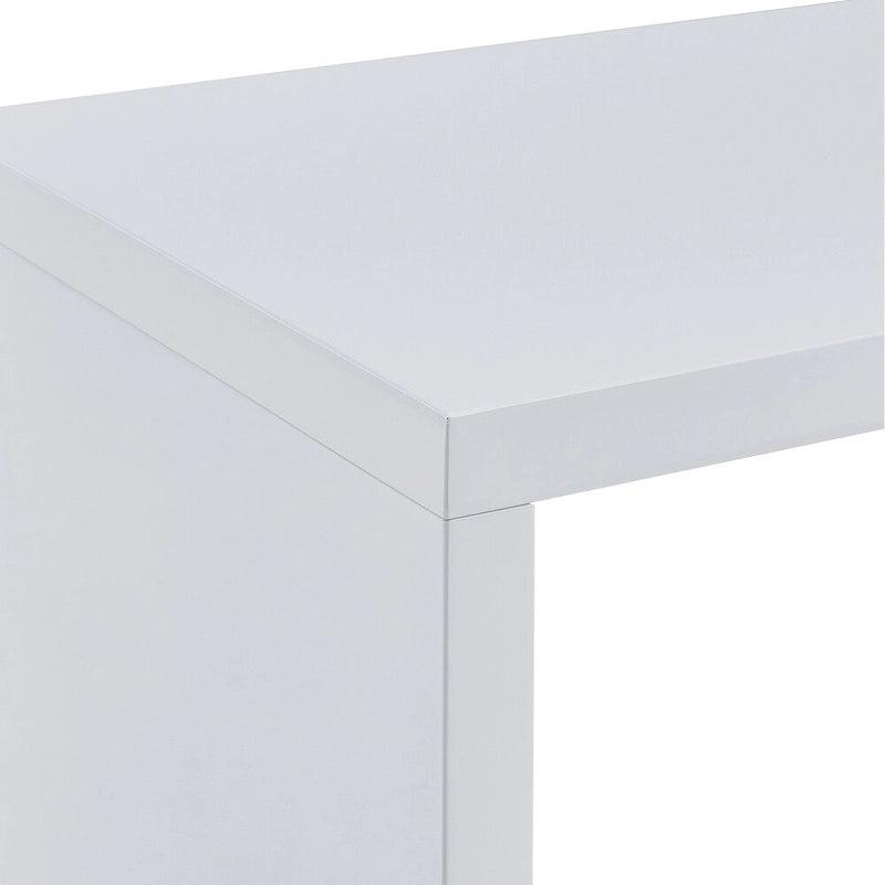 Convertible L-Shaped Swing Desk with Shelves White Chrome