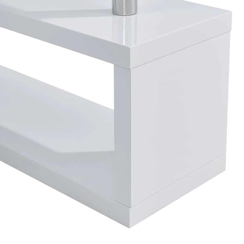 Convertible L-Shaped Swing Desk with Shelves White Chrome