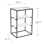 3-Tier Glass Top End Table with Marble Shelves Black and White