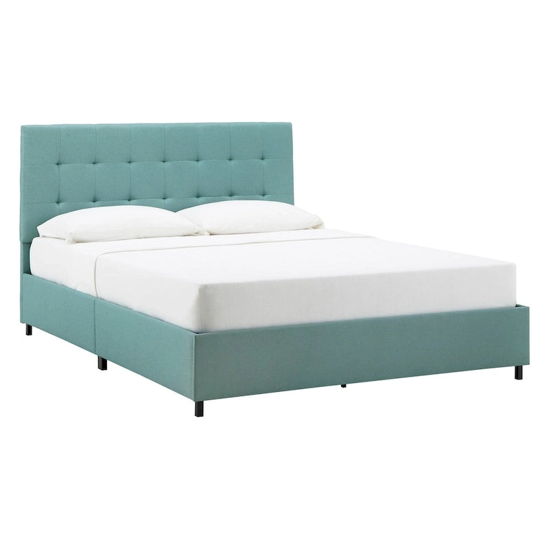 Linen Tufted Queen Platform Bed Frame