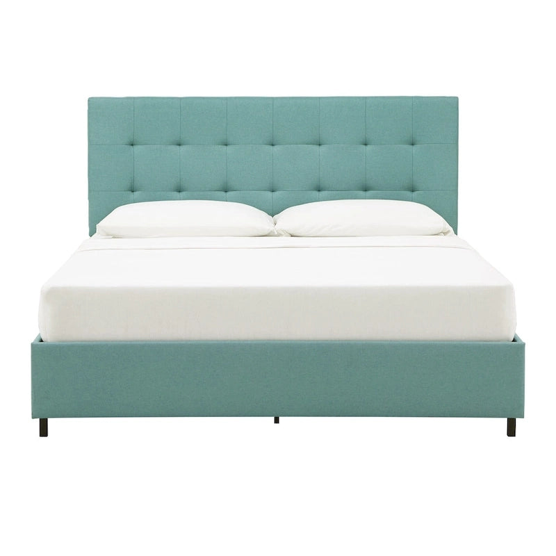 Linen Tufted Queen Platform Bed Frame