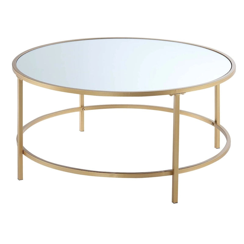 Faux Marble Round Coffee Table Gold Metal Frame