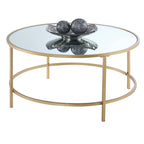 Runder Couchtisch in Marmoroptik mit goldenem Metallrahmen