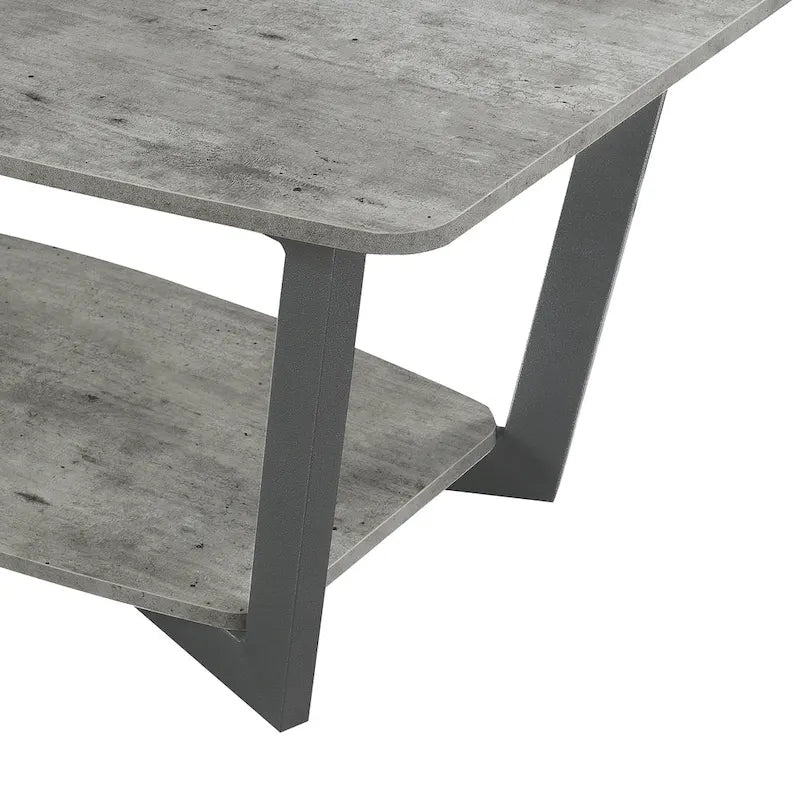 Industrial 2-Tier Coffee Table with Bottom Shelf