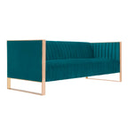 Velvet Sofa Rose Gold Frame with Vertical Channeling