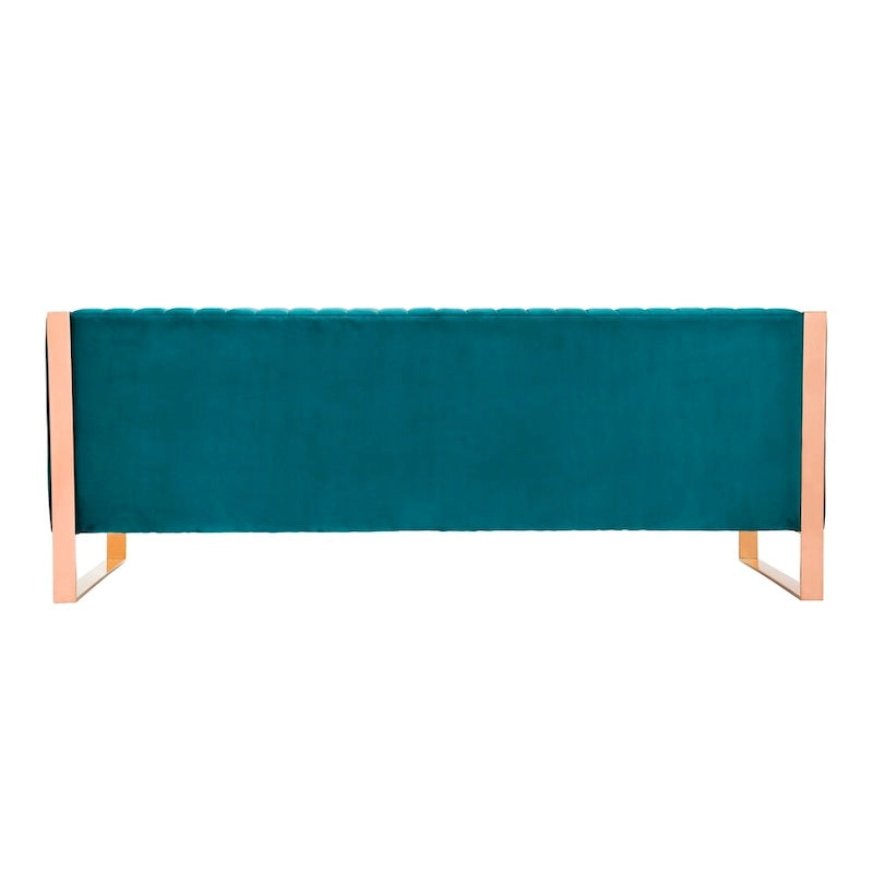Velvet Sofa Rose Gold Frame with Vertical Channeling