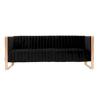 Velvet Sofa Rose Gold Frame with Vertical Channeling