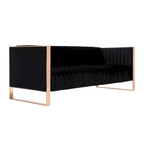 Velvet Sofa Rose Gold Frame with Vertical Channeling
