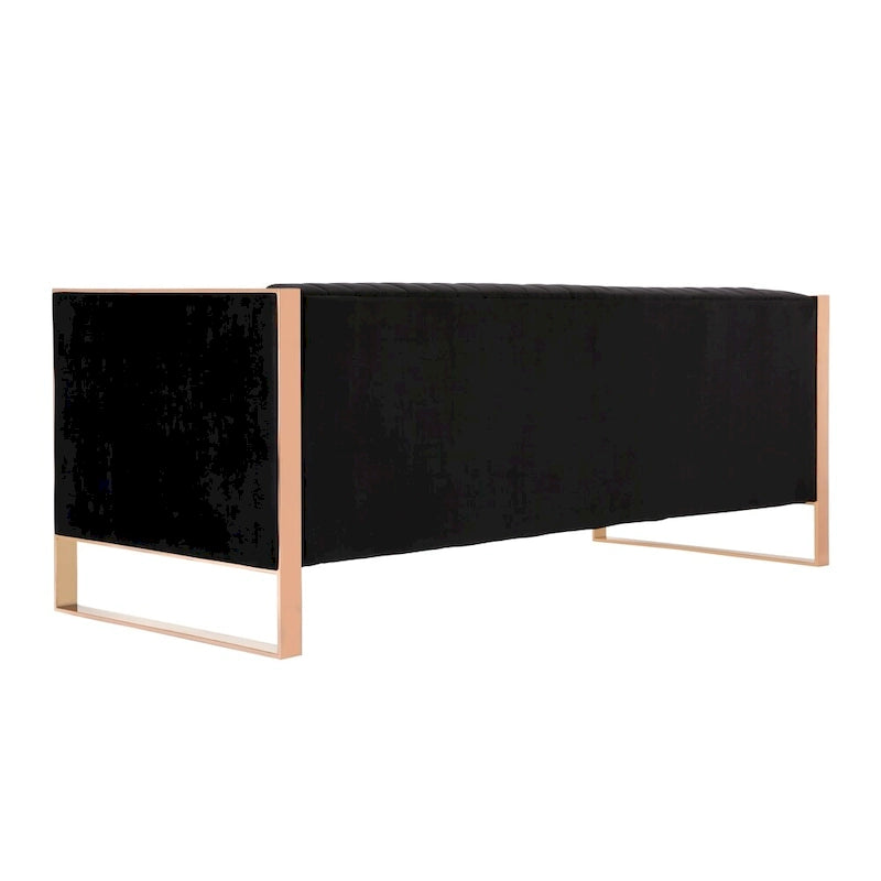 Velvet Sofa Rose Gold Frame with Vertical Channeling