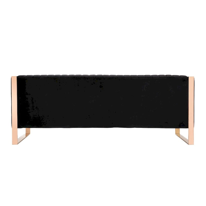 Velvet Sofa Rose Gold Frame with Vertical Channeling