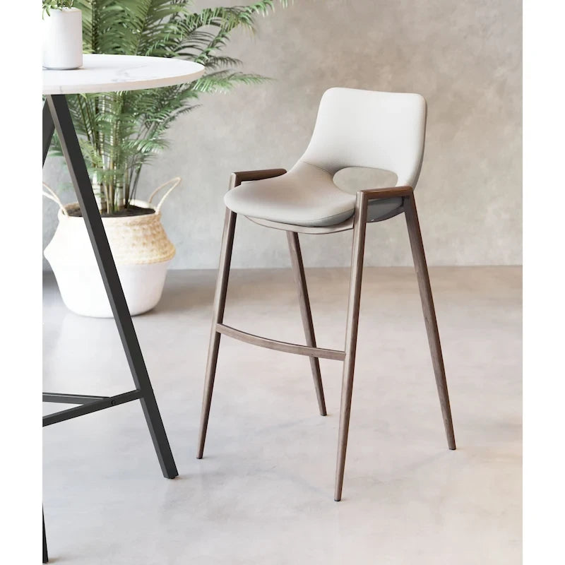 Mid-Century Modern Barstool Black and Walnut Finish