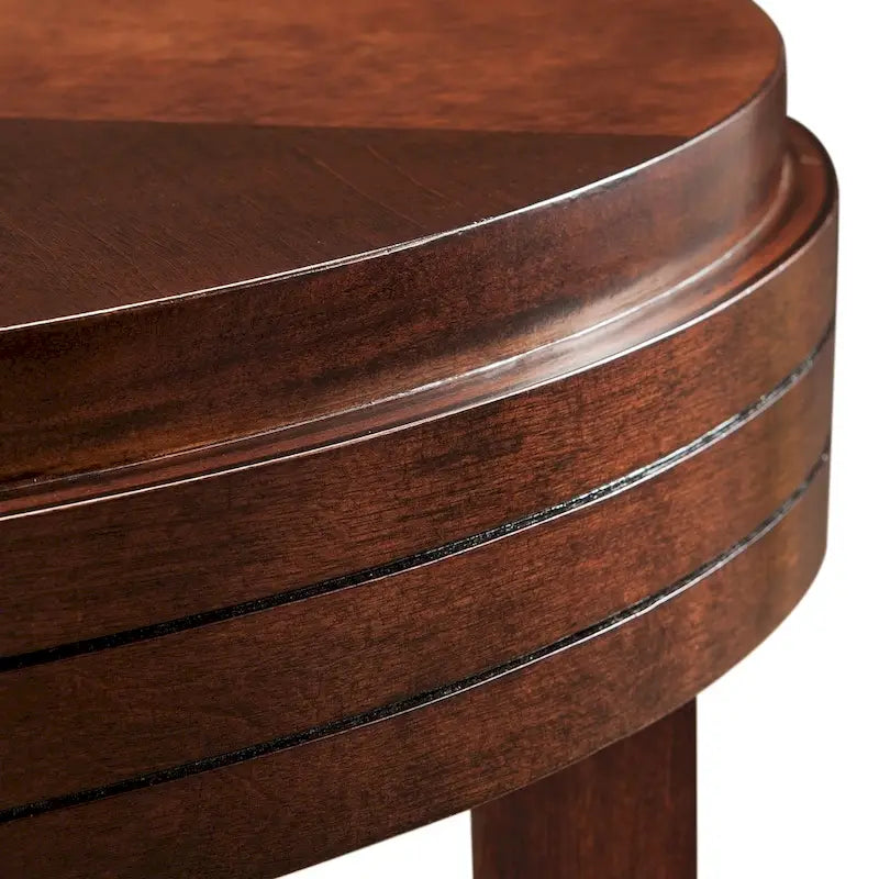 Chocolate Cherry Oval End Table with Lower Display Shelf
