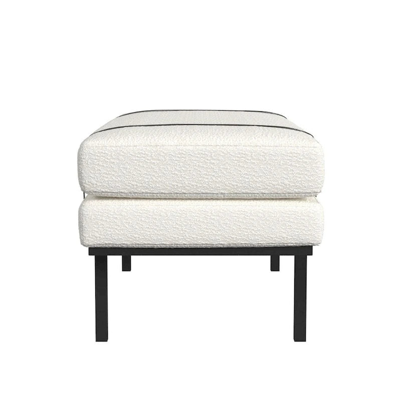 Upholstered Bench Cream Boucle with Black Metal Base