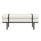 Upholstered Bench Cream Boucle with Black Metal Base