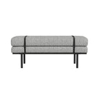 Upholstered Bench Cream Boucle with Black Metal Base