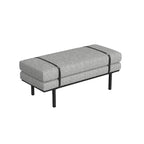 Upholstered Bench Cream Boucle with Black Metal Base