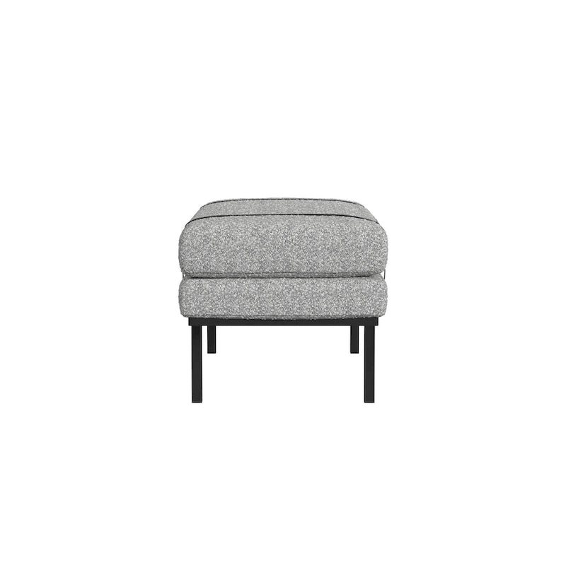 Upholstered Bench Cream Boucle with Black Metal Base
