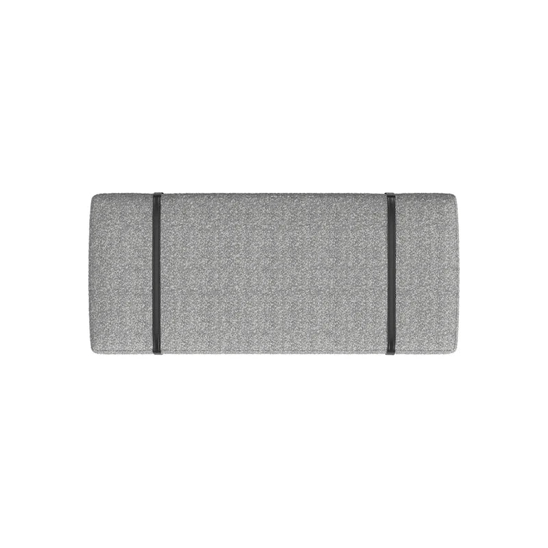 Upholstered Bench Cream Boucle with Black Metal Base