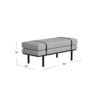 Upholstered Bench Cream Boucle with Black Metal Base