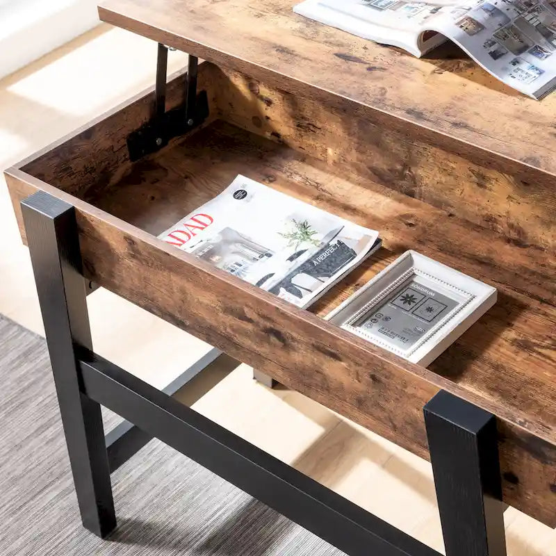 Modern 36-Inch Lift-Top Standing Desk with Hidden Storage