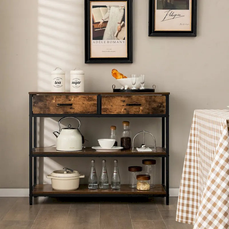 Console Entryway Table Sofa Side Table with Folding Fabric