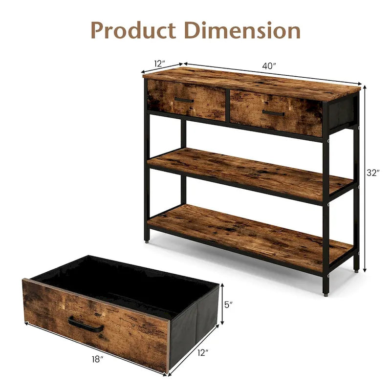 Console Entryway Table Sofa Side Table with Folding Fabric