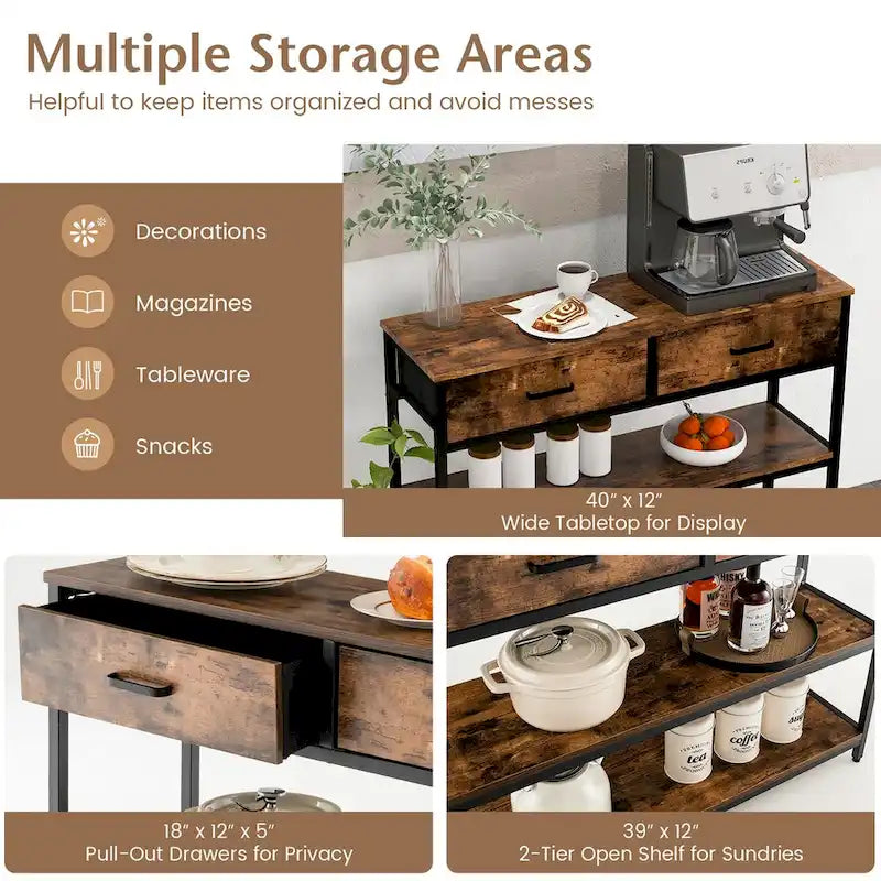 Console Entryway Table Sofa Side Table with Folding Fabric