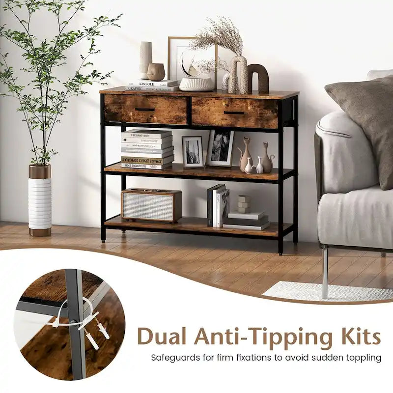 Console Entryway Table Sofa Side Table with Folding Fabric