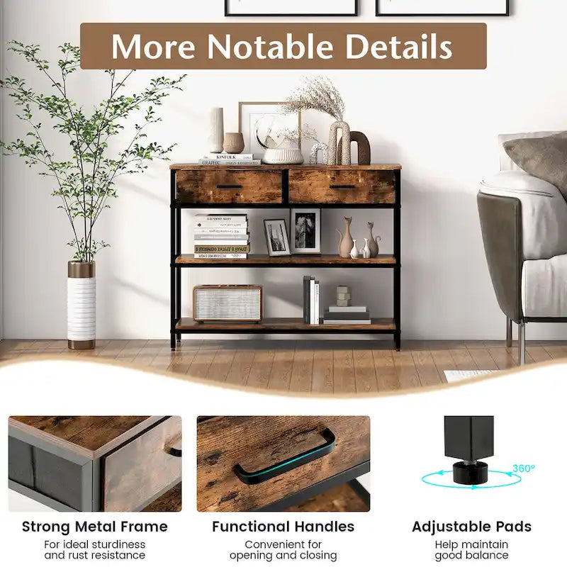 Console Entryway Table Sofa Side Table with Folding Fabric