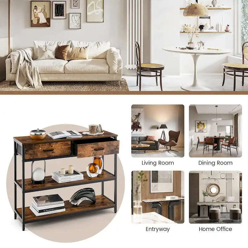 Console Entryway Table Sofa Side Table with Folding Fabric