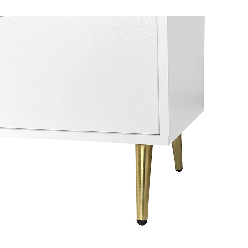 7-Drawer White Chest of Drawers with Gold Handles and Legs