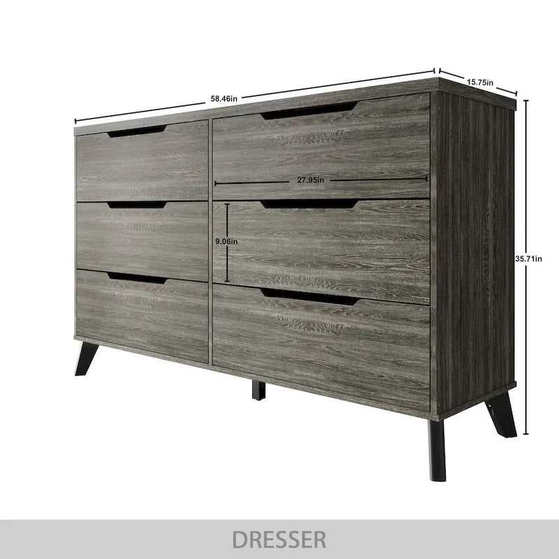 Chic and Vintage Wooden Dresser with 6 drawers