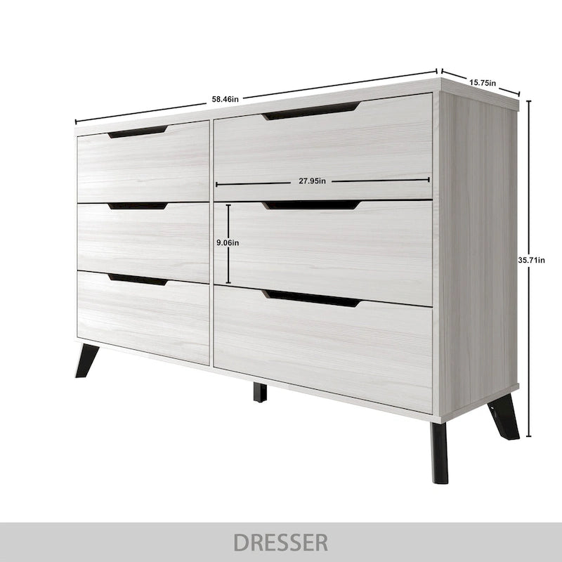 Chic and Vintage Wooden Dresser with 6 drawers
