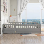 Dřevěná montessori podlahová postel pro děti s podpěrnými rošty