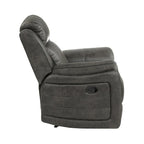 38 Inch Manual Recliner Chair, Tab Pull, Brownish Gray Microfiber