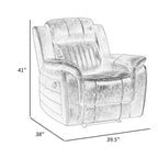 38 Inch Manual Recliner Chair, Tab Pull, Brownish Gray Microfiber