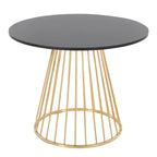 Round Dining Table with Cage Metal Base Contemporary Glam