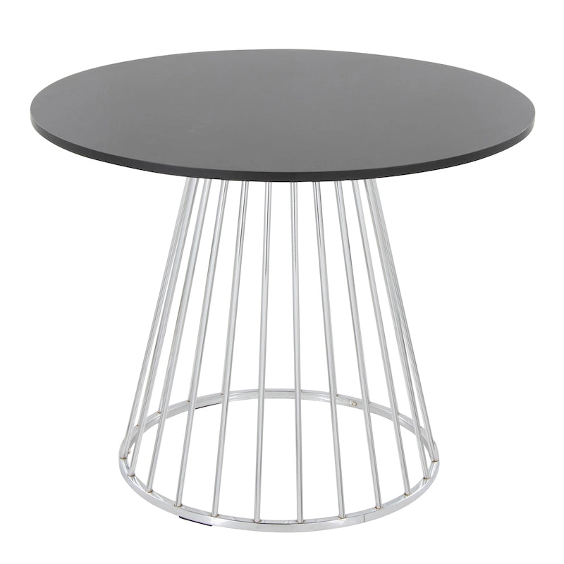 Round Dining Table with Cage Metal Base Contemporary Glam