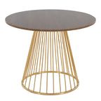 Round Dining Table with Cage Metal Base Contemporary Glam
