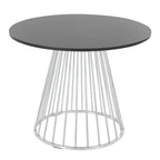 Round Dining Table with Cage Metal Base Contemporary Glam