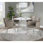 Round Dining Table with Cage Metal Base Contemporary Glam