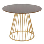 Round Dining Table with Cage Metal Base Contemporary Glam