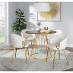 Round Dining Table with Cage Metal Base Contemporary Glam