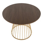 Round Dining Table with Cage Metal Base Contemporary Glam