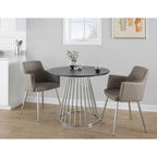 Round Dining Table with Cage Metal Base Contemporary Glam