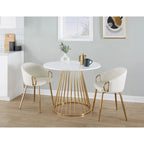 Round Dining Table with Cage Metal Base Contemporary Glam